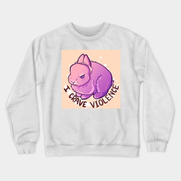 Murder Bun - I crave violence - cute pink bunny design Crewneck Sweatshirt by sheehanstudios